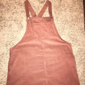 Pink Corduroy Overall Dress